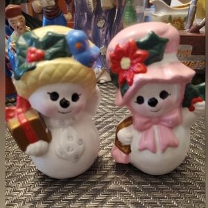 Festive Vintage Snowman Figurines